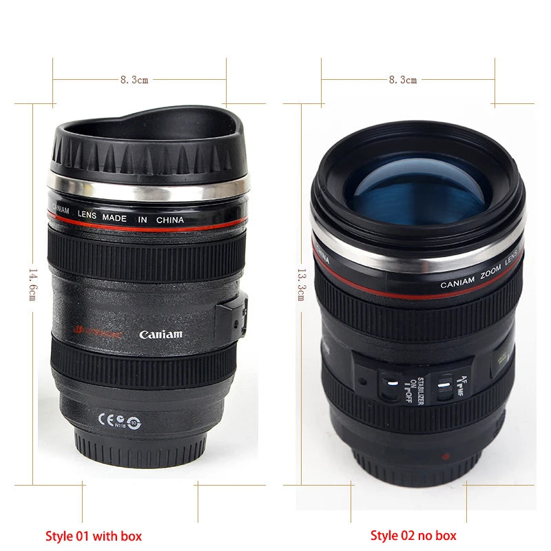 Stainless Steel Camera Lens Coffee Mug