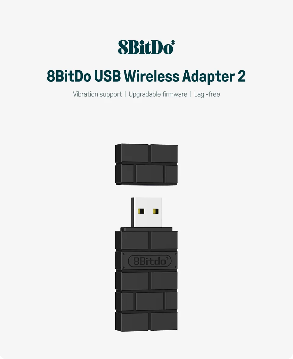 8BitDo USB Wireless Bluetooth Adapter 2 for PC Mac Raspberry Pi Nintendo Switch Steam Deck Support PS5 Xbox JoyCon Controller