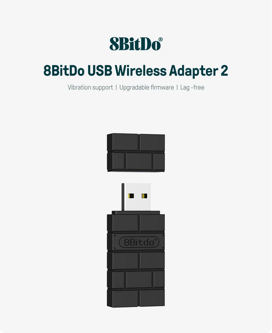 8BitDo USB Wireless Bluetooth Adapter 2 for PC Mac Raspberry Pi Nintendo Switch Steam Deck Support PS5 Xbox JoyCon Controller