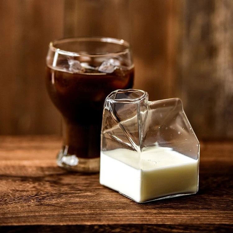 Glass Milk Carton Cup