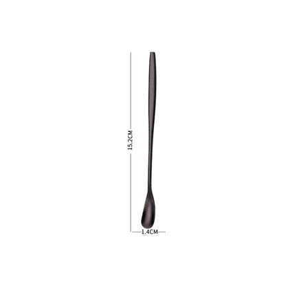 Stainless Steel Long Handle Stirring Spoon - Black