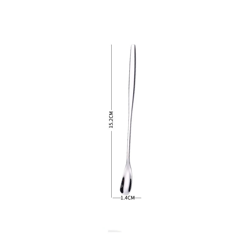 Stainless Steel Long Handle Stirring Spoon - Silver