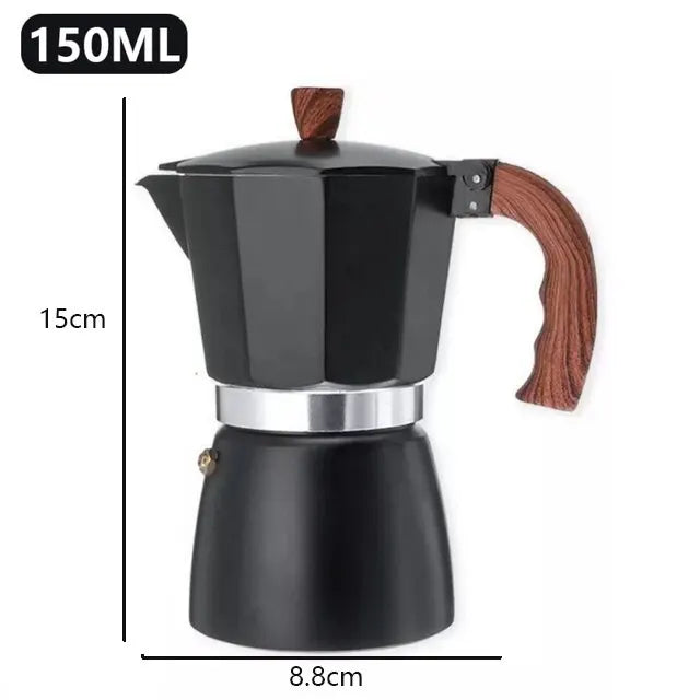 Classic Stovetop Espresso Moka Pot (150mL / 300mL) - Black - 150mL