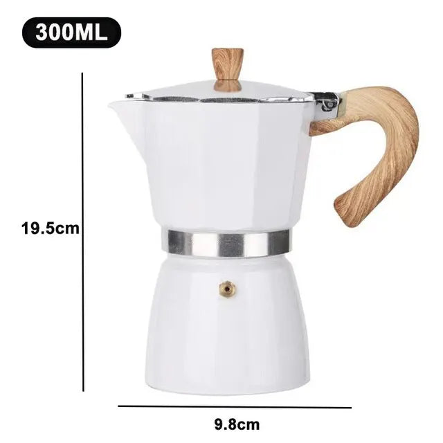 Classic Stovetop Espresso Moka Pot (150mL / 300mL) - White - 300mL