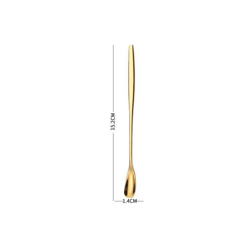 Stainless Steel Long Handle Stirring Spoon - Gold