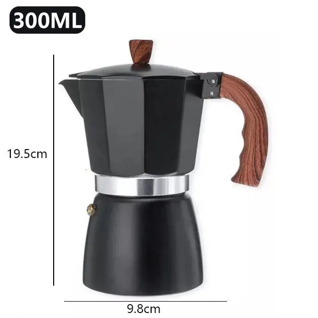 Classic Stovetop Espresso Moka Pot (150mL / 300mL) - Black - 300mL