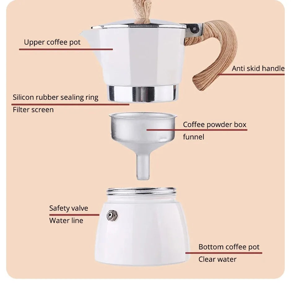 Classic Stovetop Espresso Moka Pot (150mL / 300mL) -