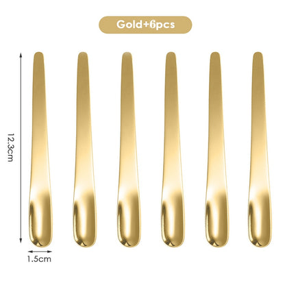 Stainless Steel Flat Spoon (6 Pack) - Gold