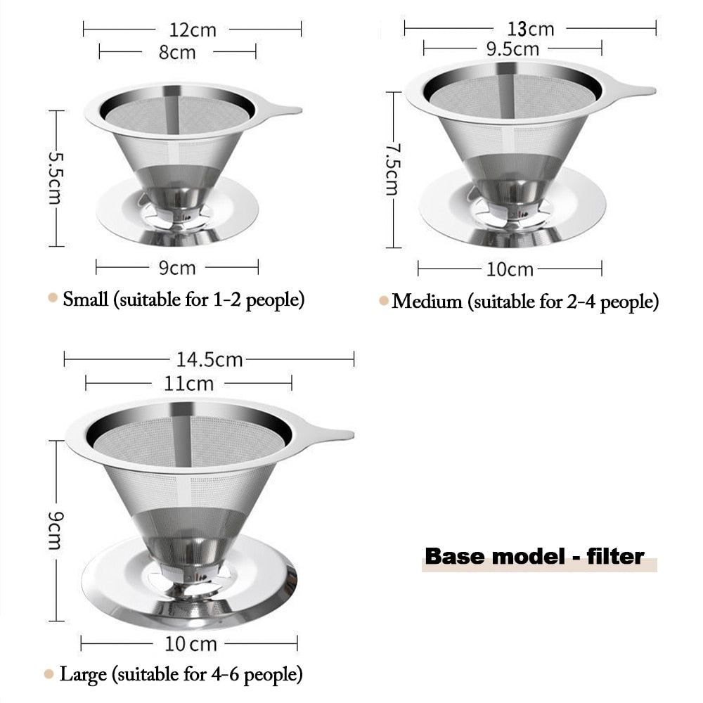 Stainless Steel Pour Over Coffee Filter -