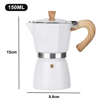 Classic Stovetop Espresso Moka Pot (150mL / 300mL) - White - 150mL