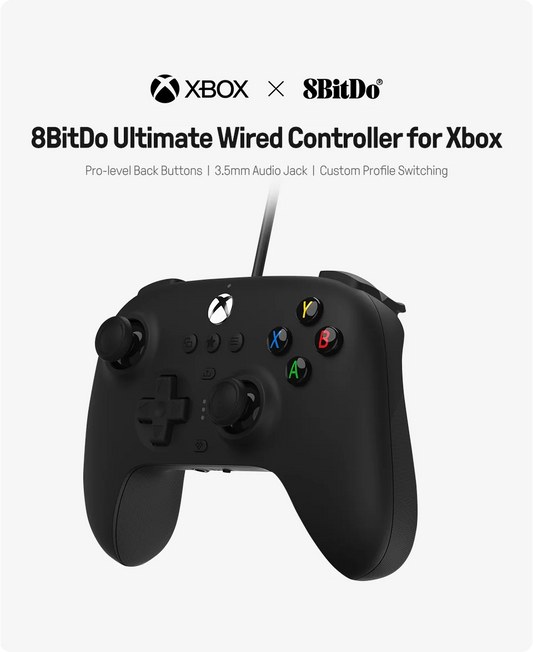 8BitDo - New Ultimate Wired, Hall Effect Joystick Update, Gaming Gamepad for Xbox Series, Series S, X, Xbox One, Windows 10, 11