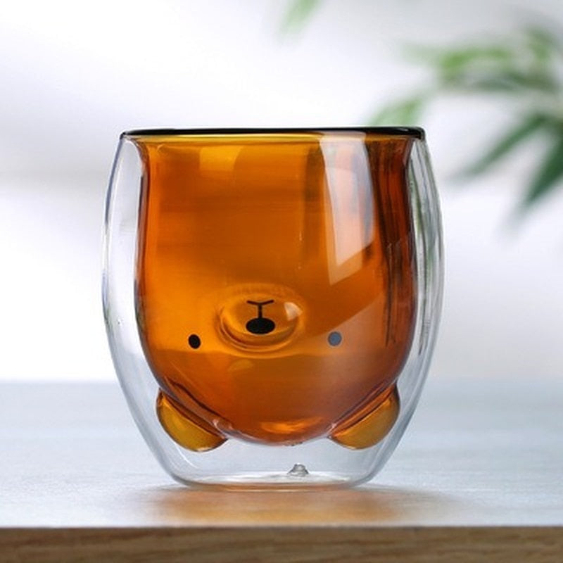 Cute Animal Double Walled Glass Cup (250ml) -