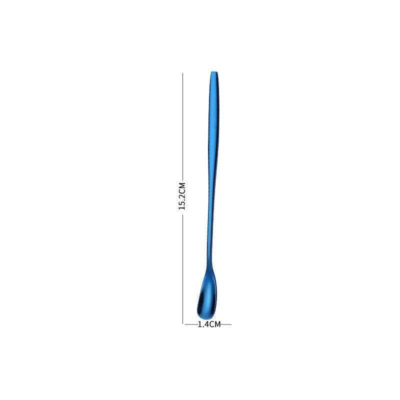 Stainless Steel Long Handle Stirring Spoon - Blue