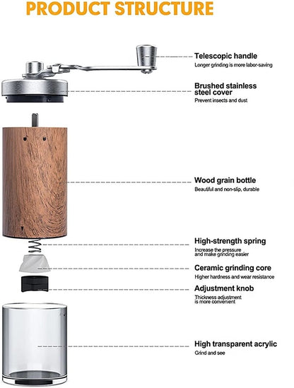 Wood Grain Manual Coffee Grinder -