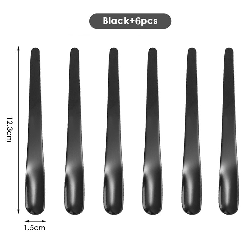 Stainless Steel Flat Spoon (6 Pack) - Black