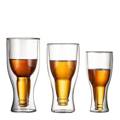 Inverted Beer Bottle Double Walled Glass -