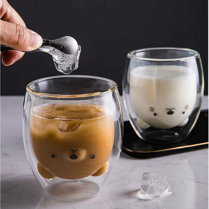 Cute Animal Double Walled Glass Cup (250ml) -