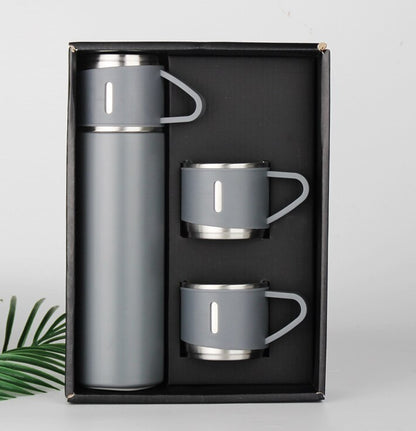 Stainless Steel Thermal Vacuum Flask Set - Grey